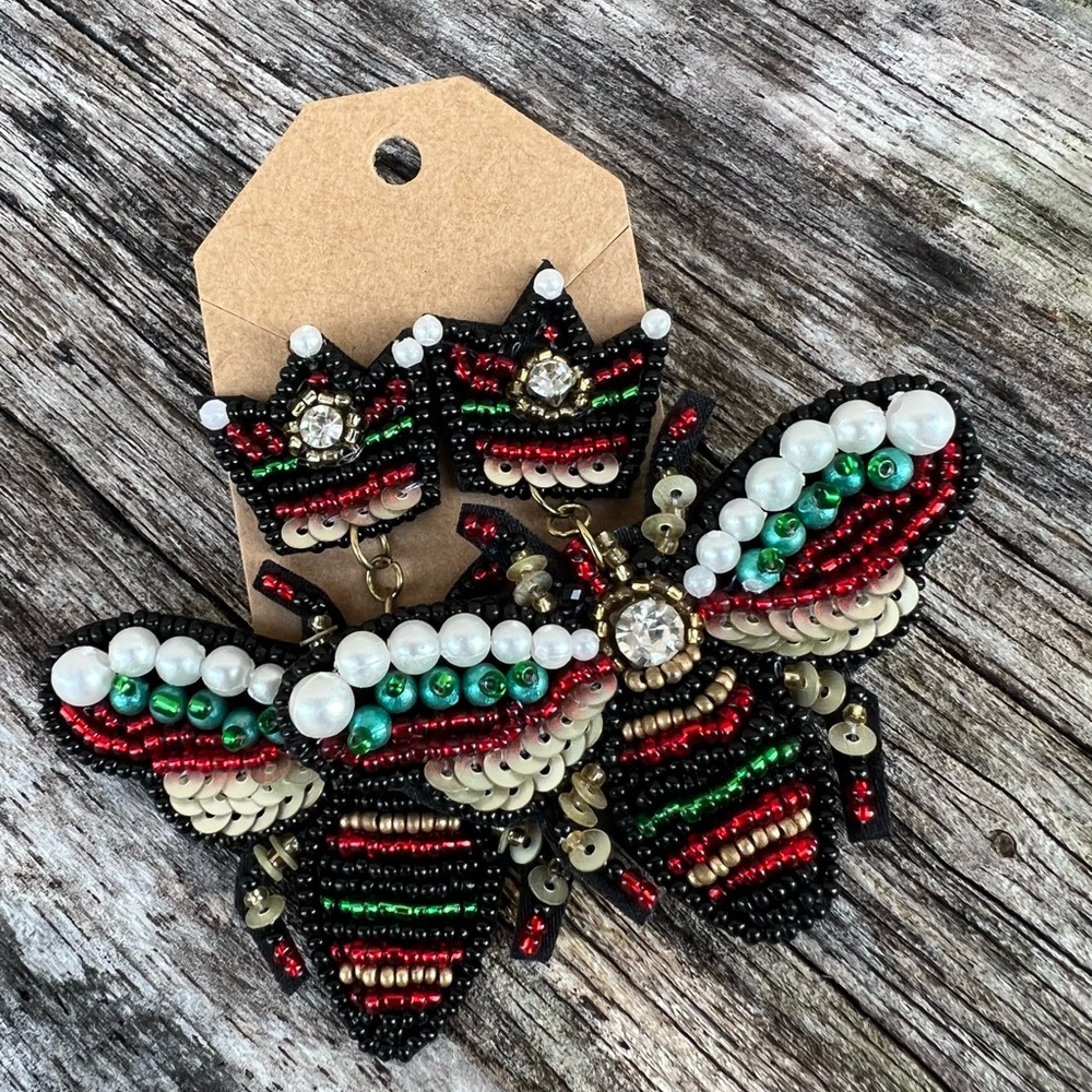 Handcrafted Beaded Butterfly Earrings